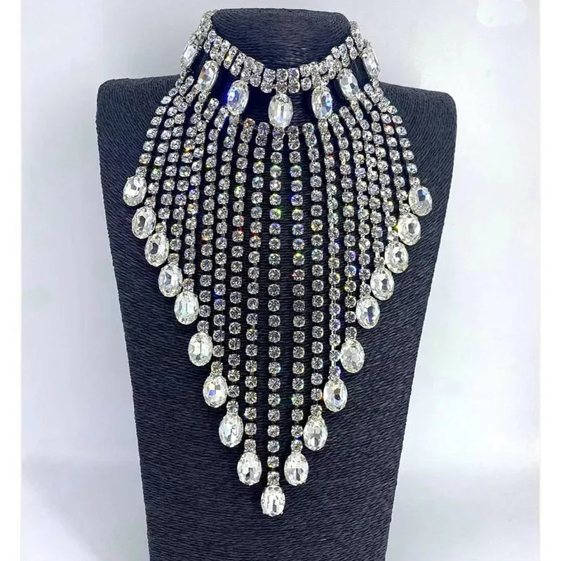 Big size 5mm Rhinestone SS28 Tassel Necklace for Women