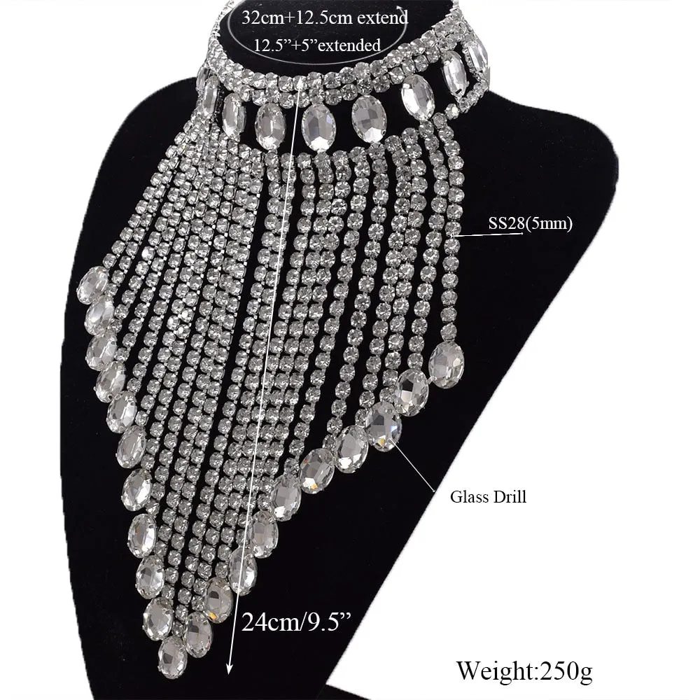Big size 5mm Rhinestone SS28 Tassel Necklace for Women