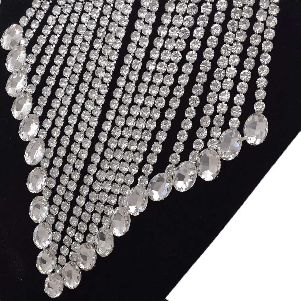 Big size 5mm Rhinestone SS28 Tassel Necklace for Women