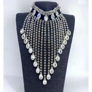 Big size 5mm Rhinestone SS28 Tassel Necklace for Women