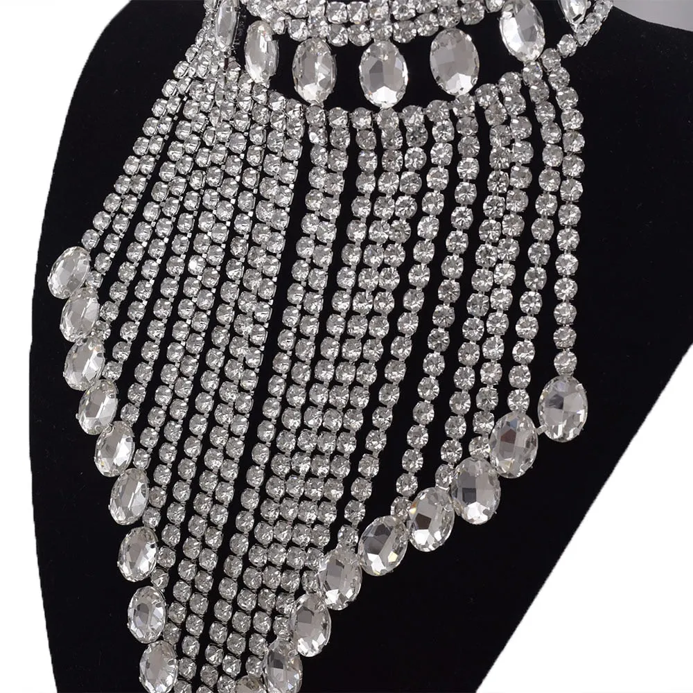 Big size 5mm Rhinestone SS28 Tassel Necklace for Women