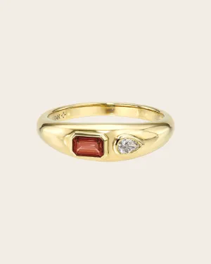 Birthstone and Diamond Dome Ring