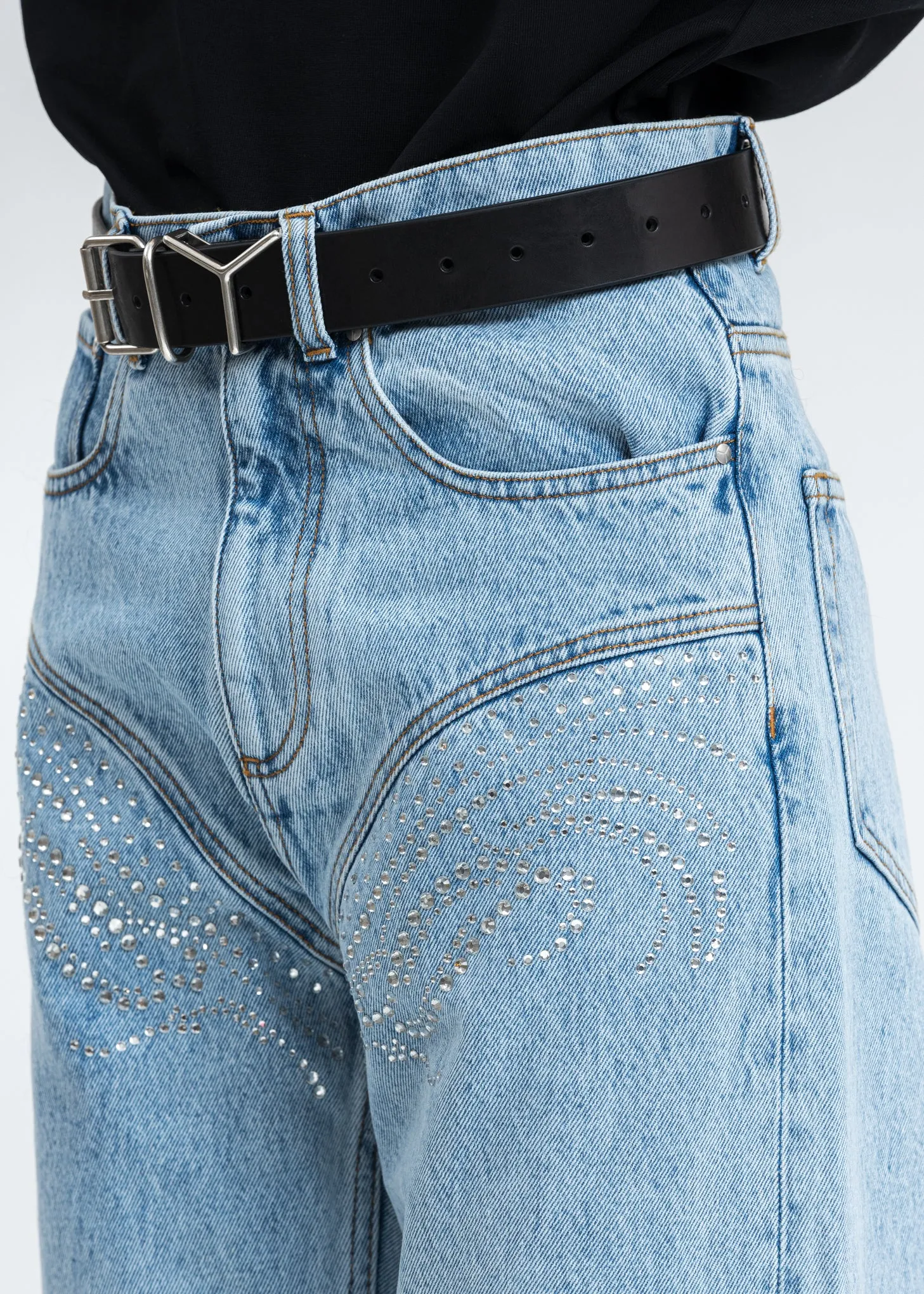 Black And Silver Classic Y Belt