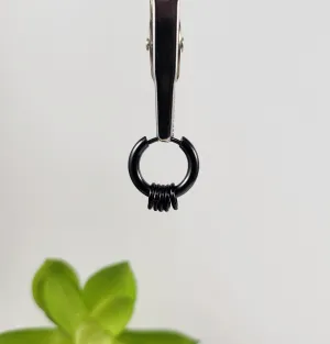 Black Hoop Earring for Men, Mens Huggie Earring Black