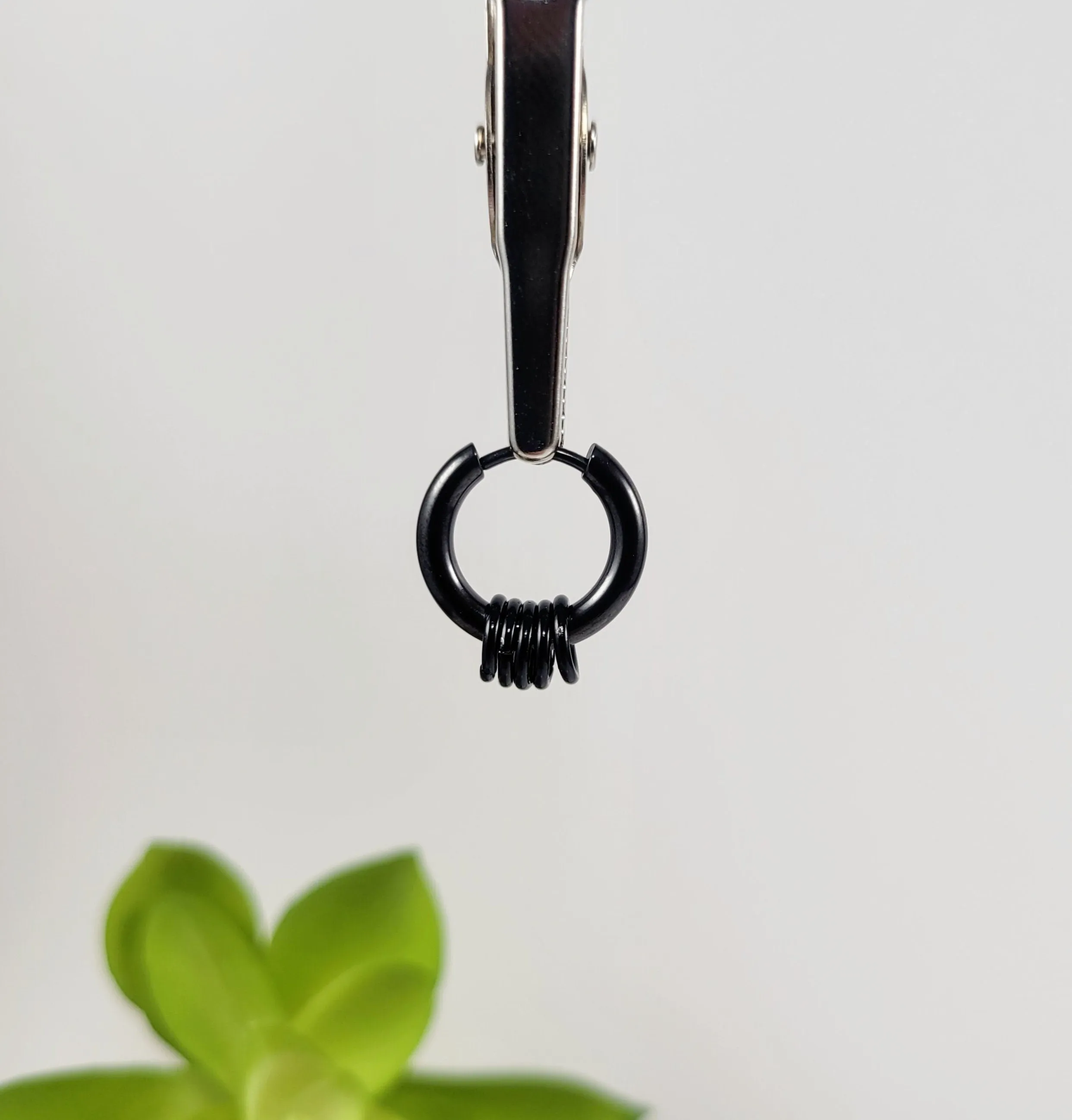 Black Hoop Earring for Men, Mens Huggie Earring Black