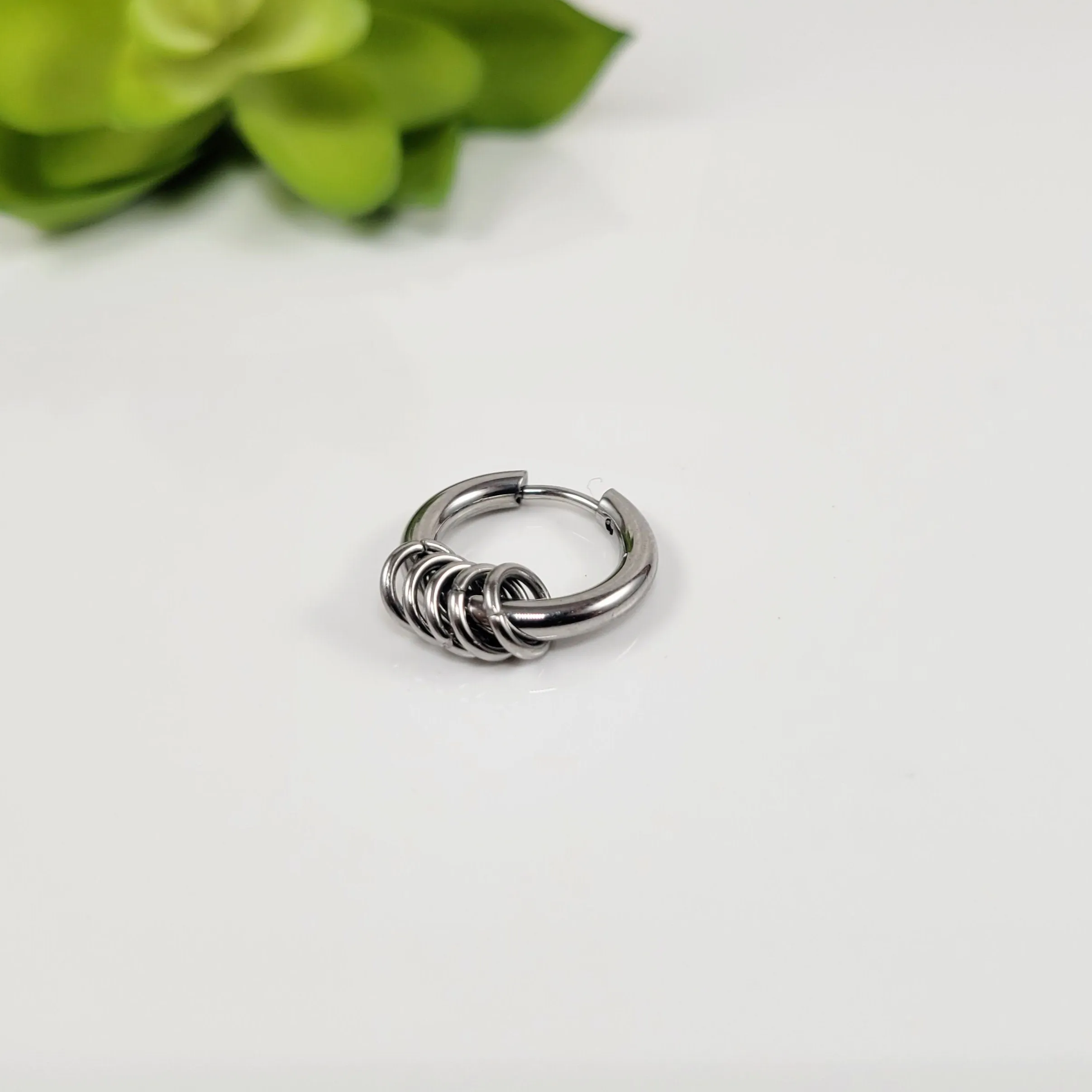 Black Hoop Earring for Men, Mens Huggie Earring Black