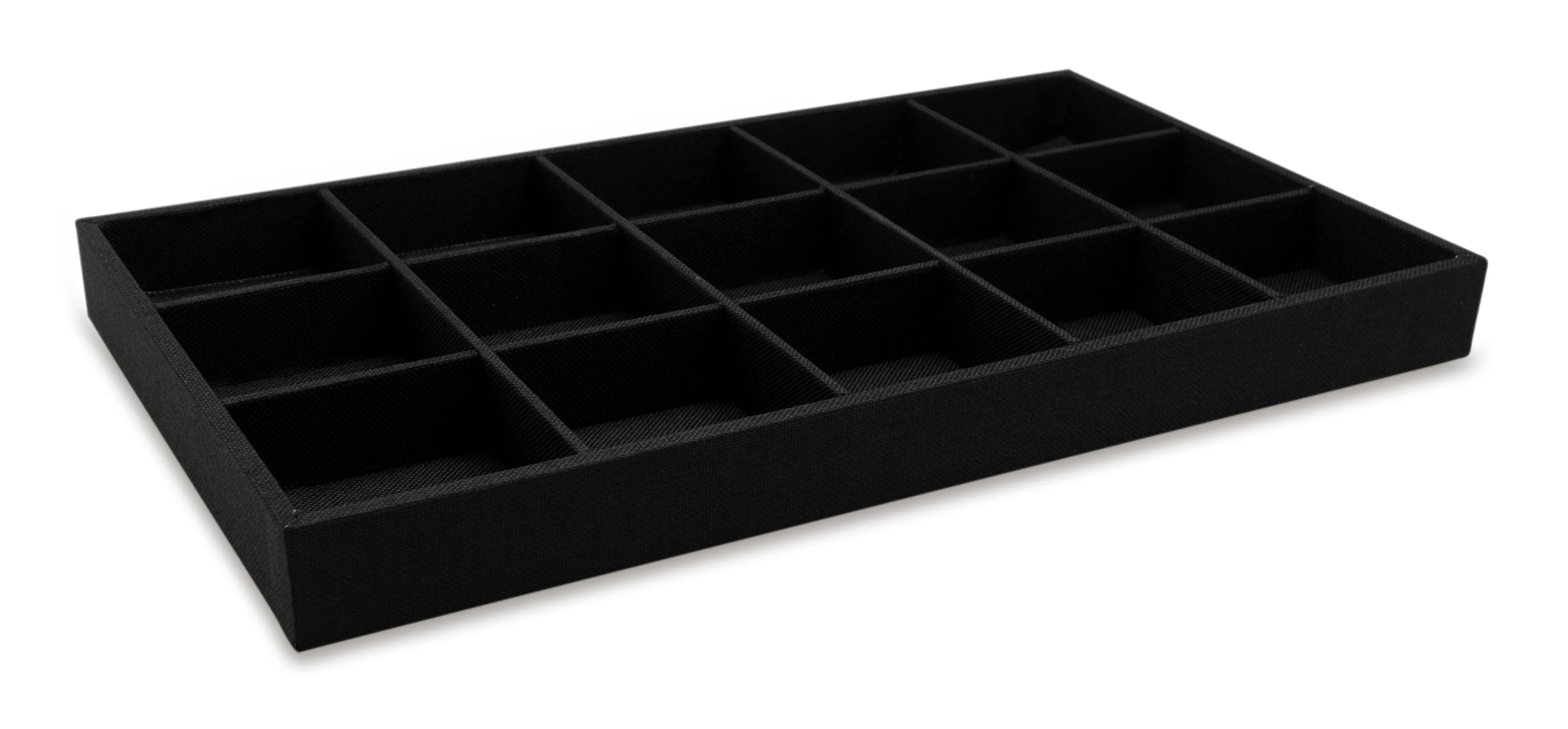 Black Linen 15 Compartment Stackable Jewelry Tray