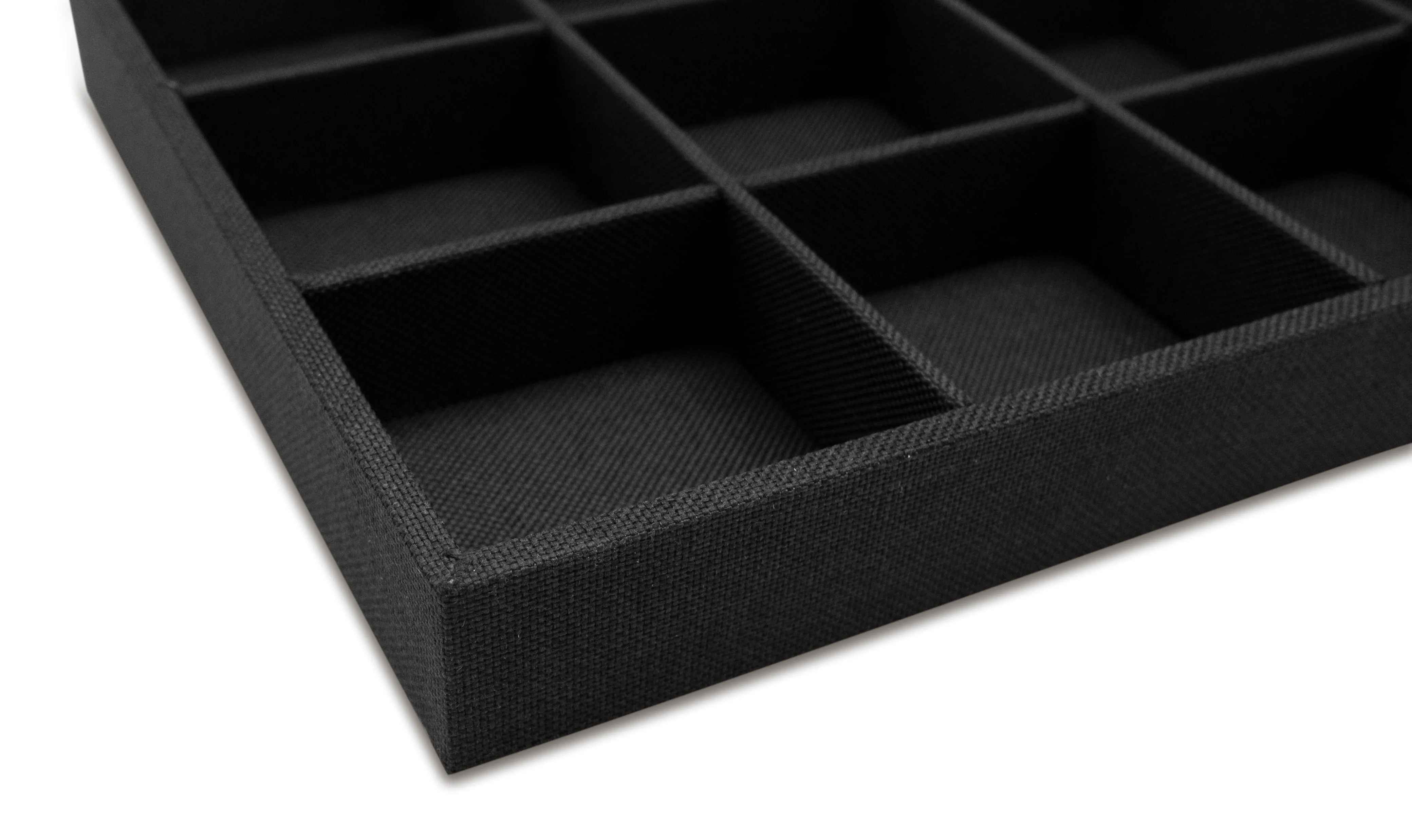 Black Linen 15 Compartment Stackable Jewelry Tray
