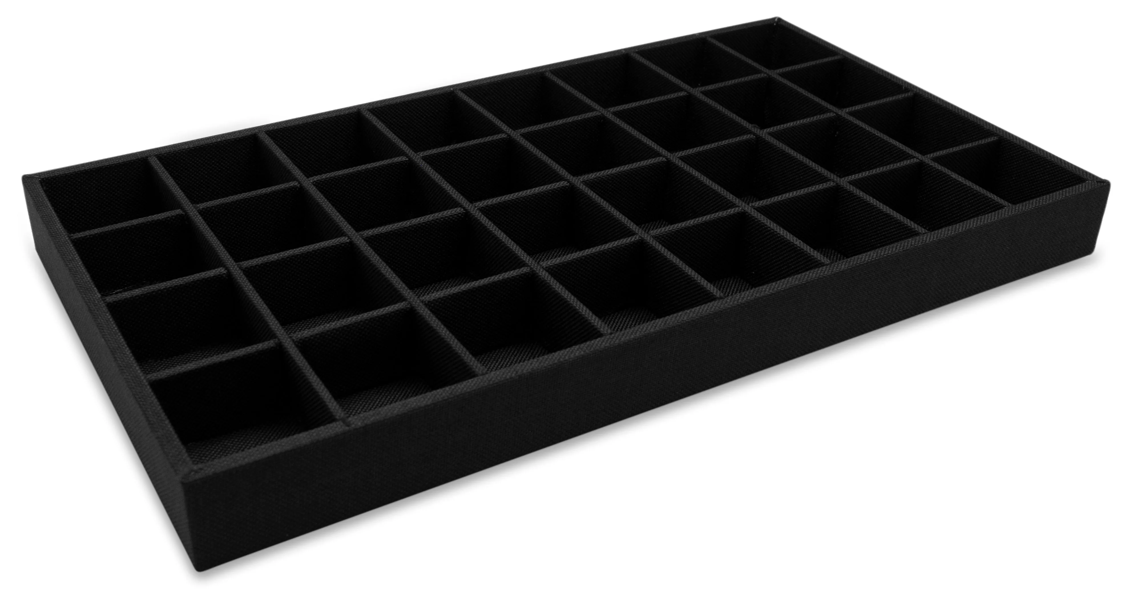 Black Linen 32 Compartment Stackable Jewelry Tray