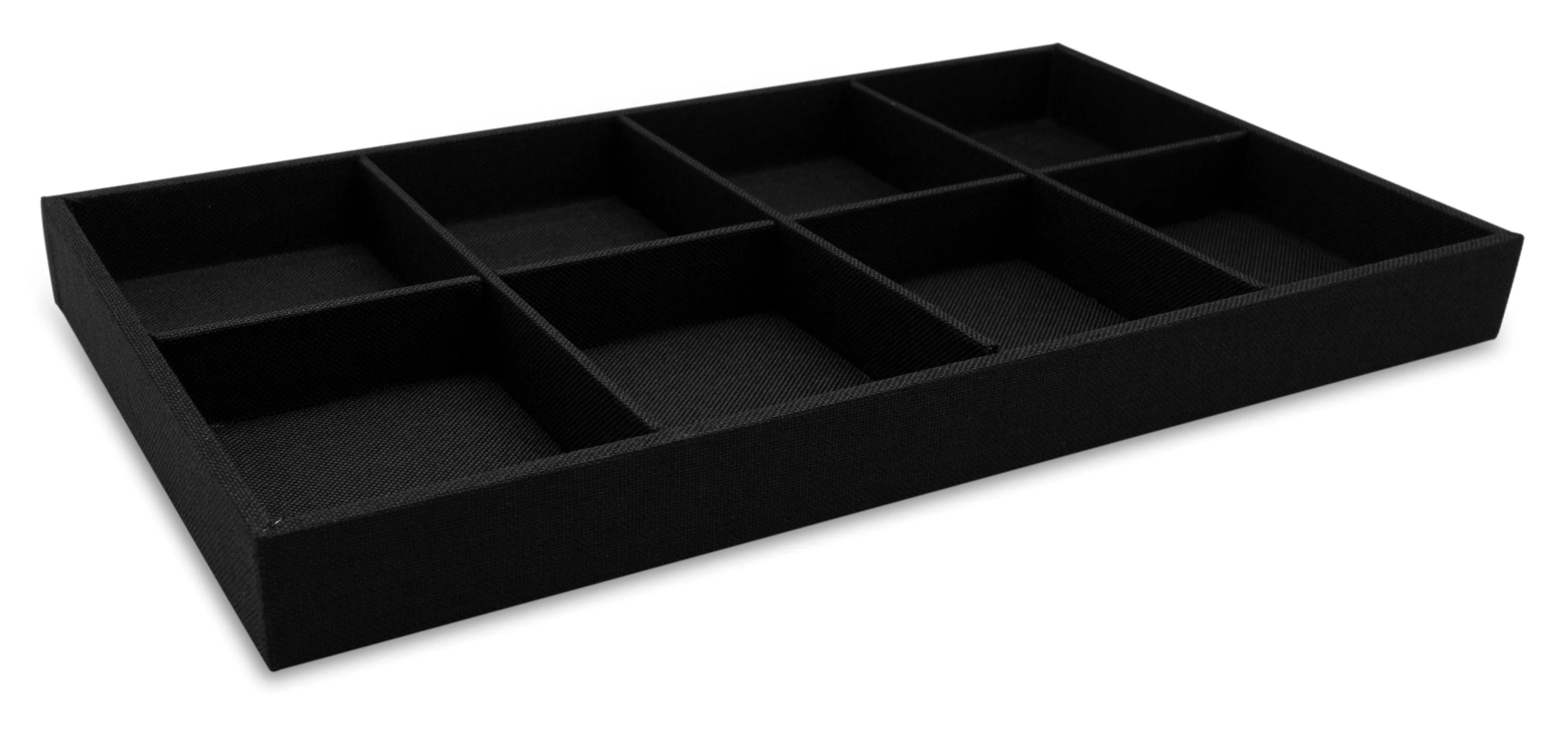 Black Linen 8 Compartment Stackable Jewelry Display Tray