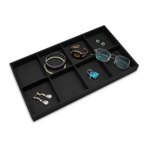 Black Linen 8 Compartment Stackable Jewelry Display Tray
