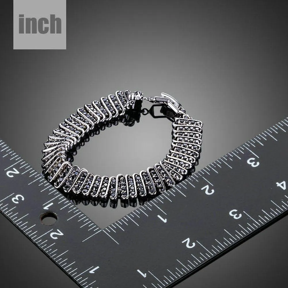Black Link Chain Cubic Zirconia Bangle