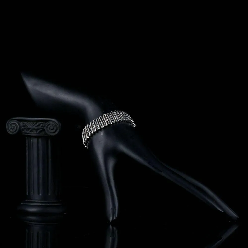 Black Link Chain Cubic Zirconia Bangle