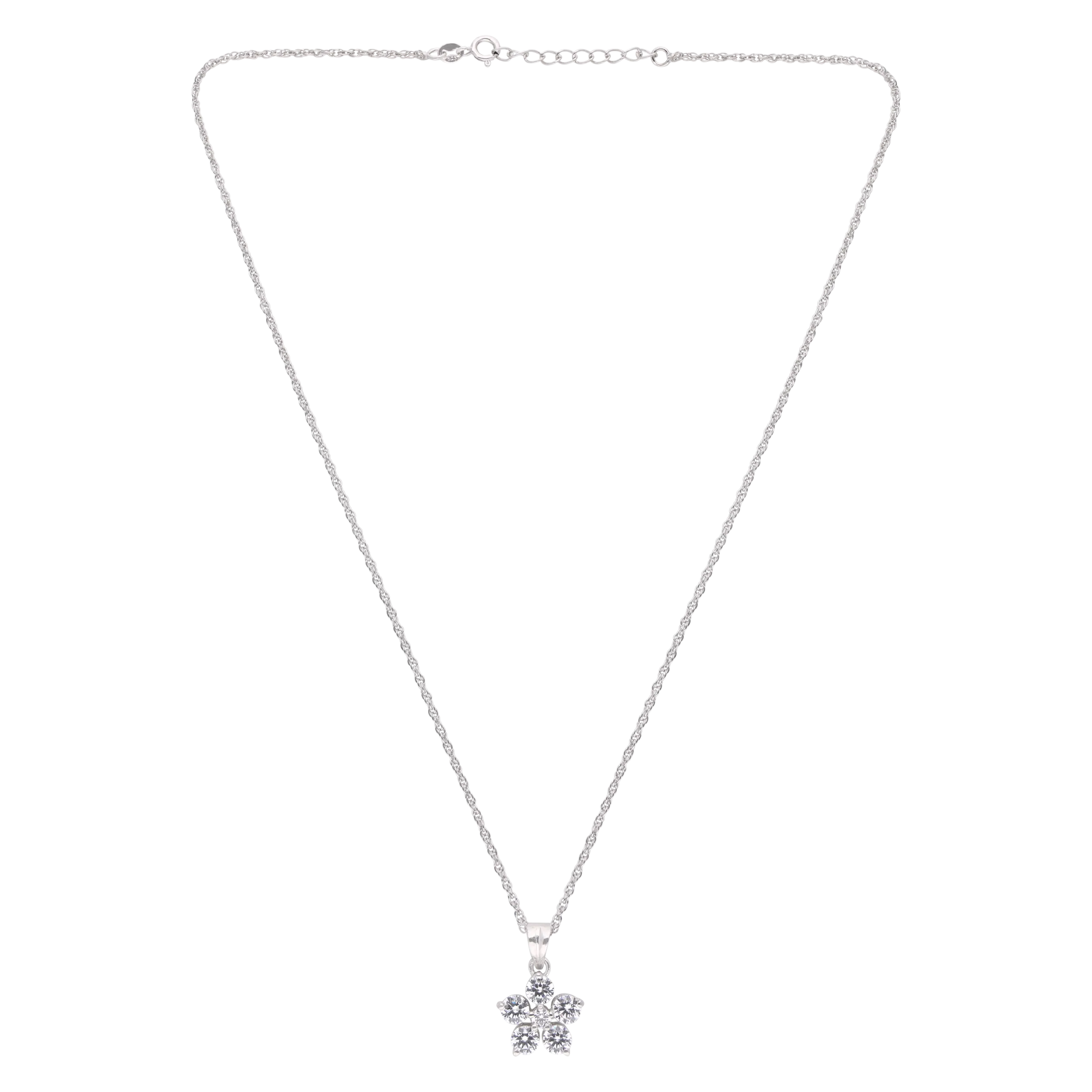 Blossom Elegance Sterling Silver Floral Pendant Necklace | SKU : 0003579176, 0021424021, 0021424038