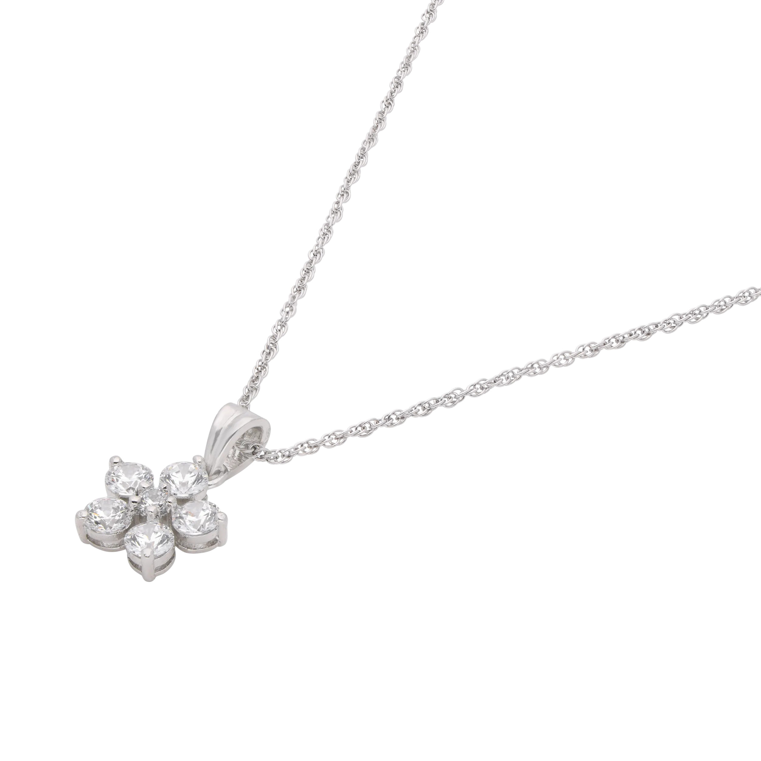 Blossom Elegance Sterling Silver Floral Pendant Necklace | SKU : 0003579176, 0021424021, 0021424038