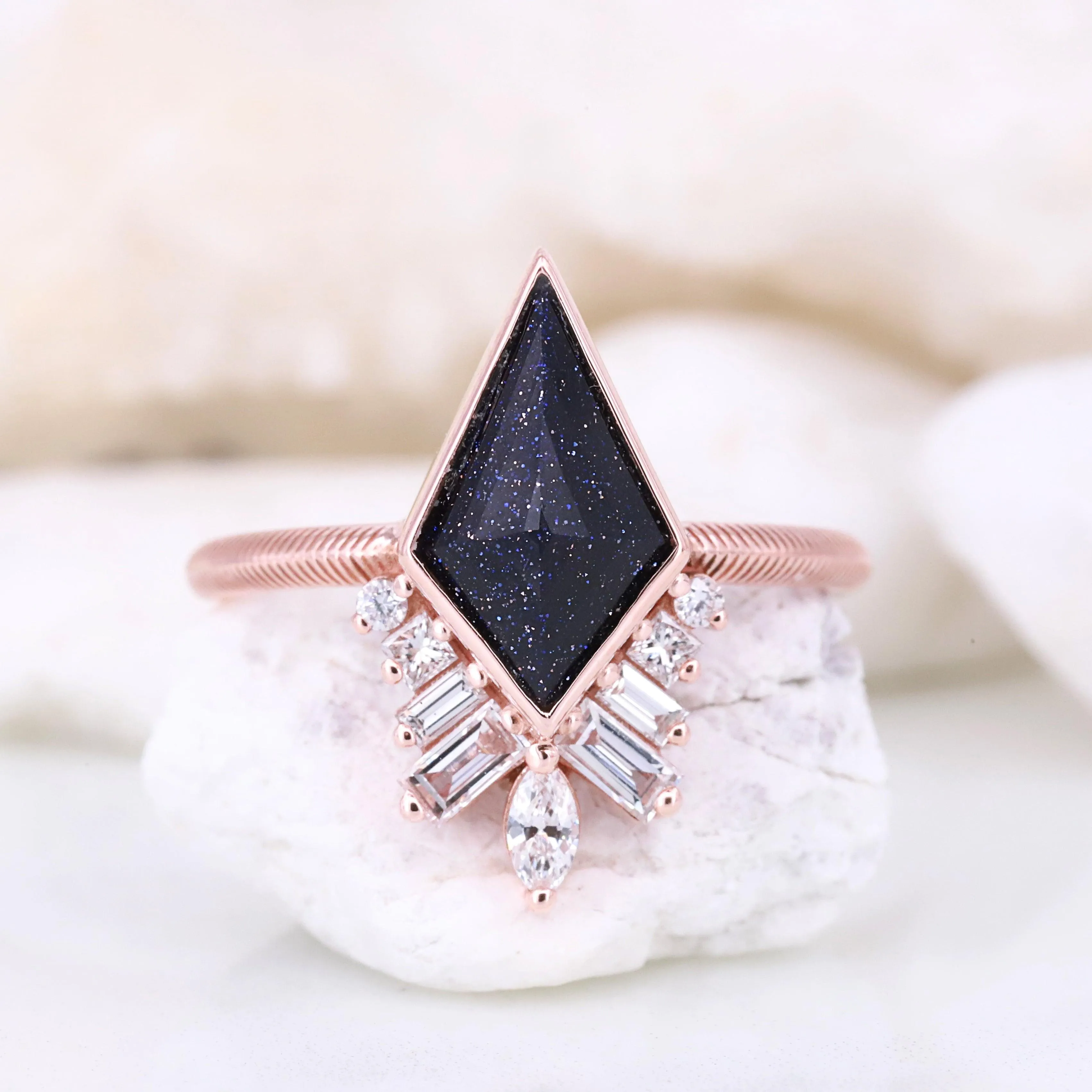 Blue sandstone ring Sandstone engagement ring Bridesmaid gift Rings for women