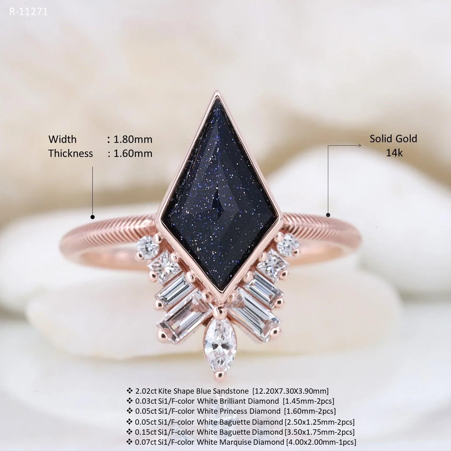 Blue sandstone ring Sandstone engagement ring Bridesmaid gift Rings for women