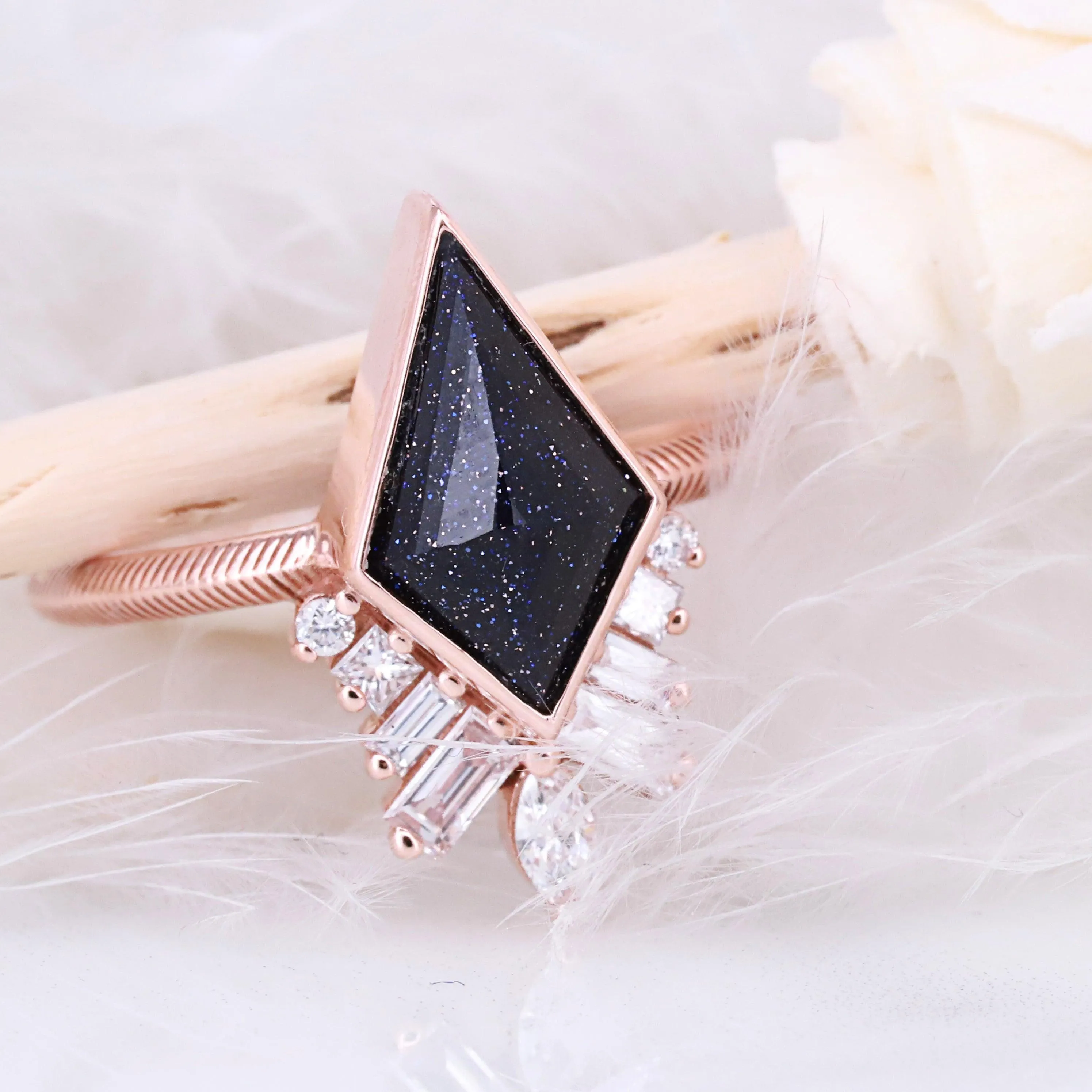 Blue sandstone ring Sandstone engagement ring Bridesmaid gift Rings for women