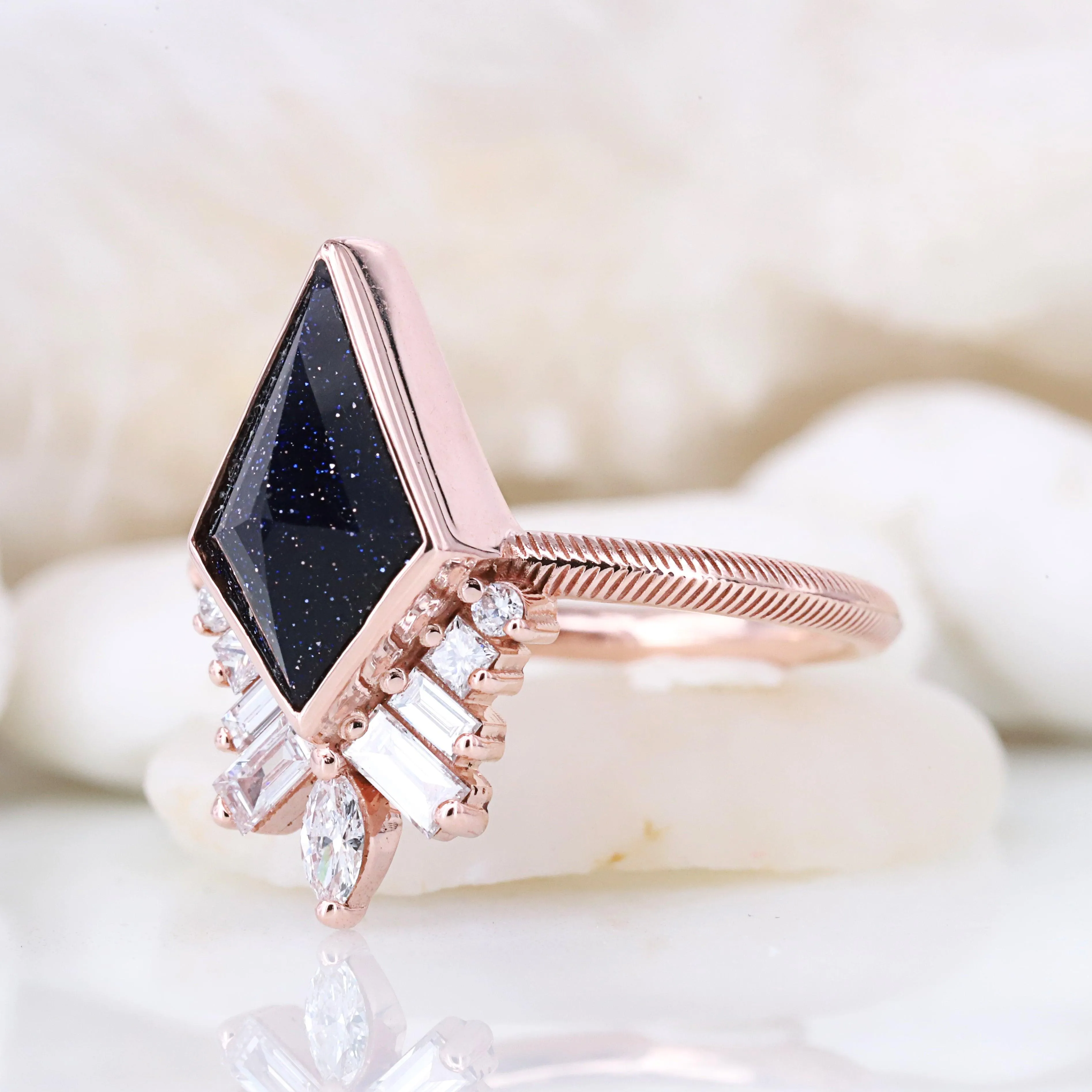 Blue sandstone ring Sandstone engagement ring Bridesmaid gift Rings for women