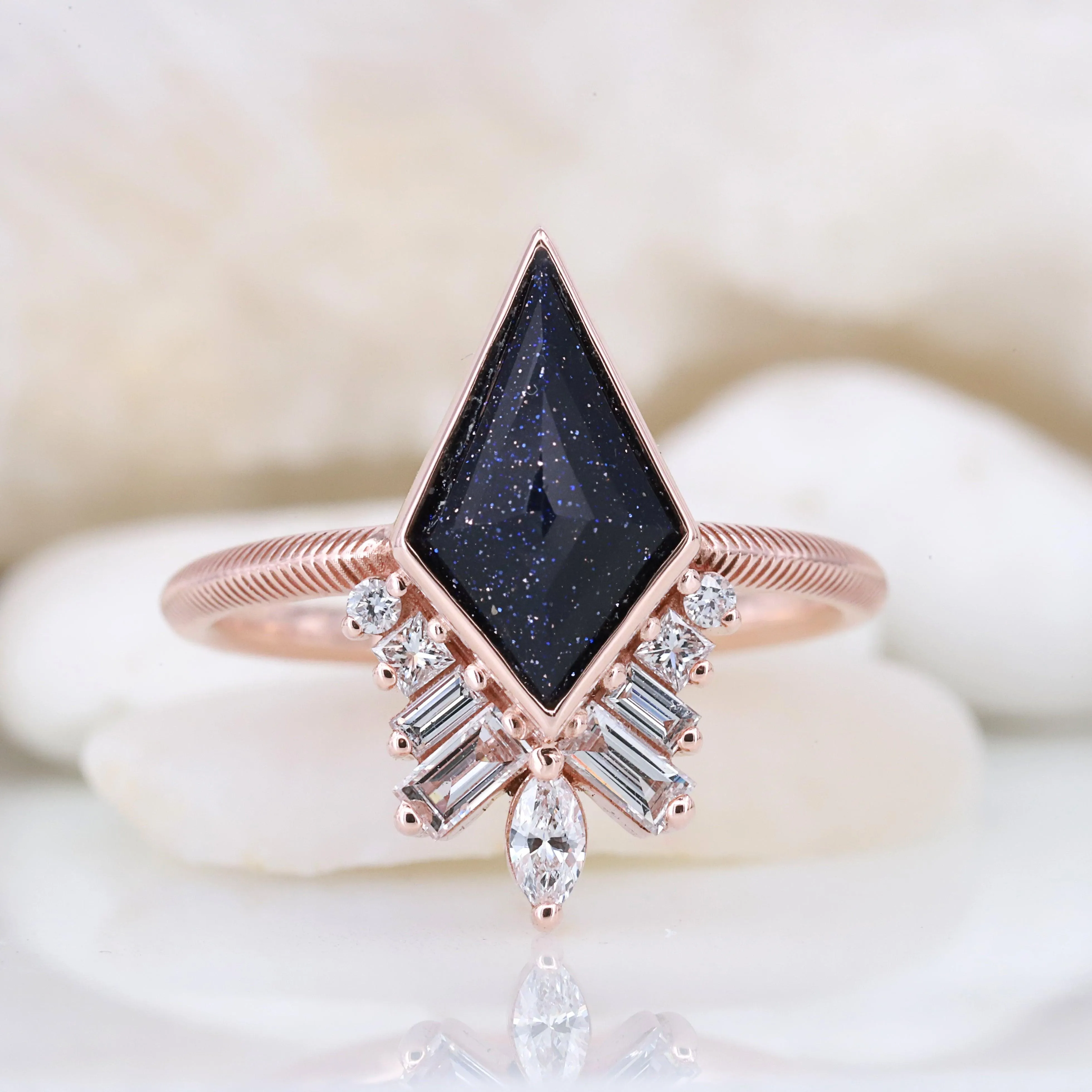 Blue sandstone ring Sandstone engagement ring Bridesmaid gift Rings for women