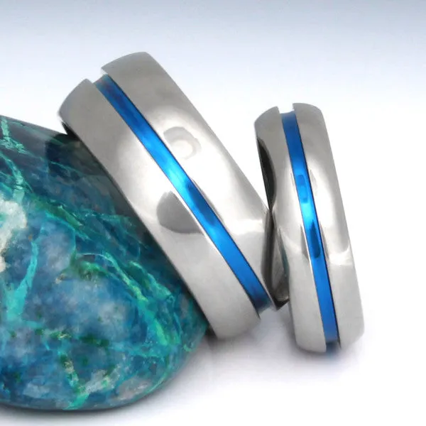 Blue Titanium Ring Set stb22