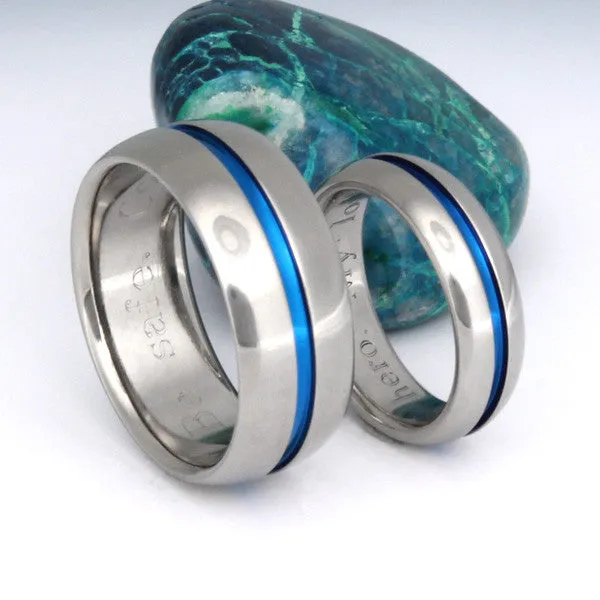 Blue Titanium Ring Set stb22
