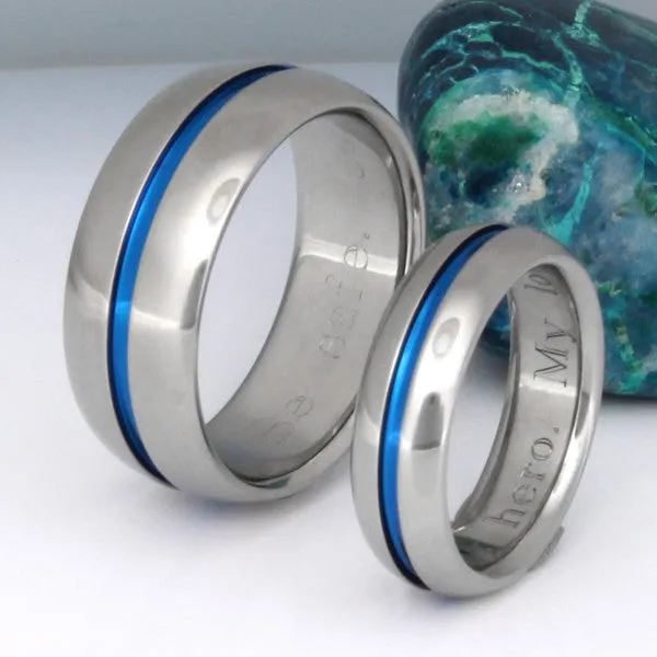 Blue Titanium Ring Set stb22
