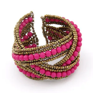 Bohemian Boho Resin Beads Cuff Bracelet for Women