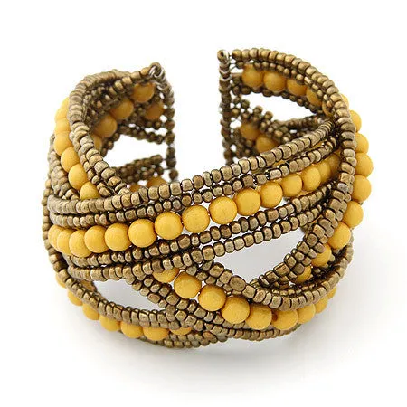Bohemian Boho Resin Beads Cuff Bracelet for Women
