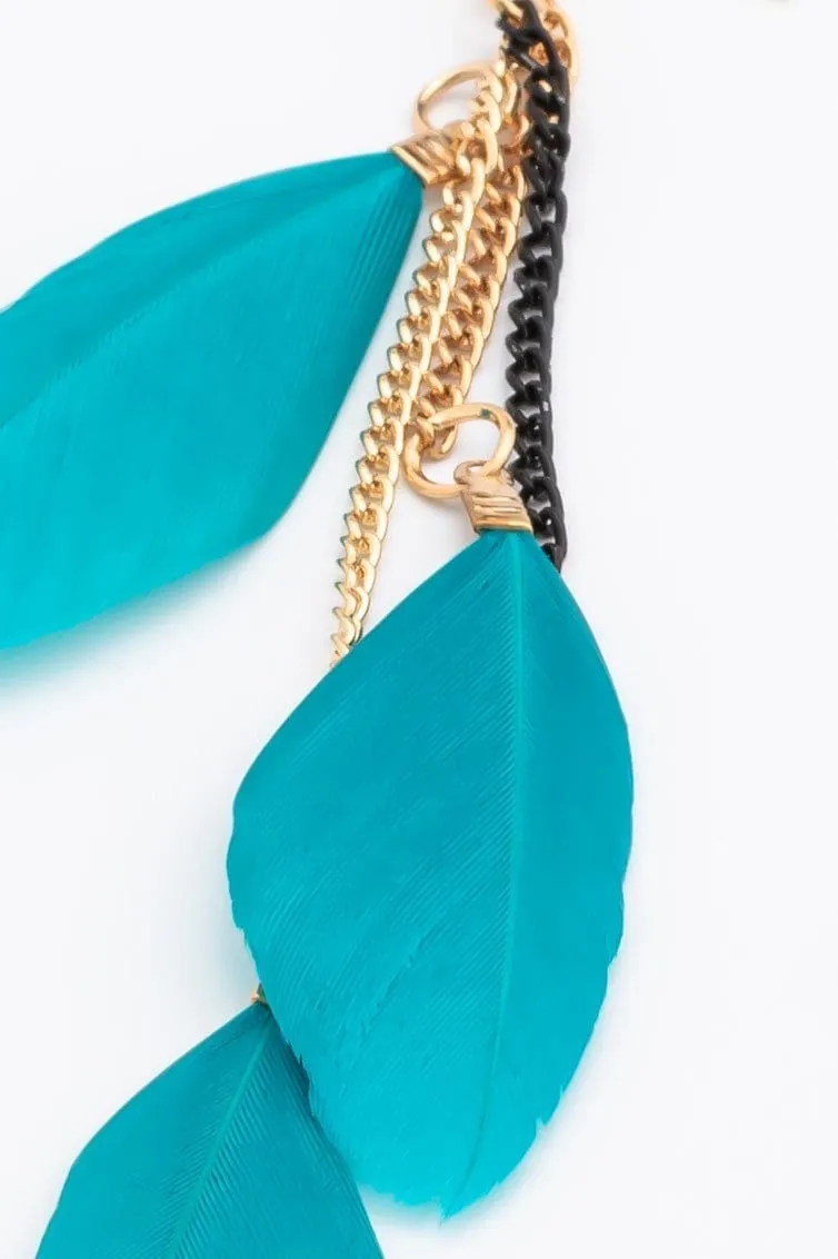 Boho chic feather earrings turquoise