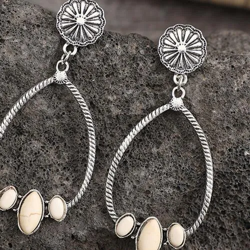 Boho Chic Turquoise Teardrop Earrings