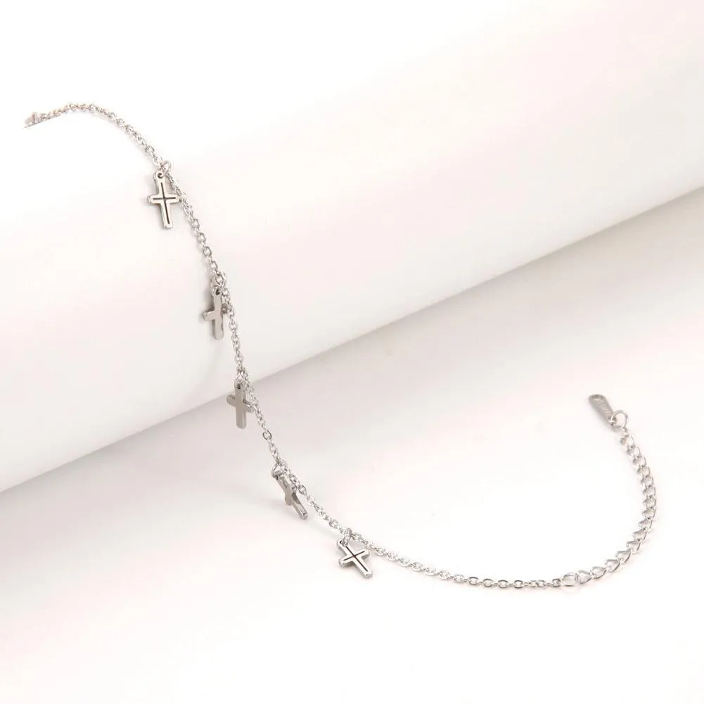 Boho Cross Charm Necklace for Women - Popular Christian Necklace Chain Stainless Steel Jewellery