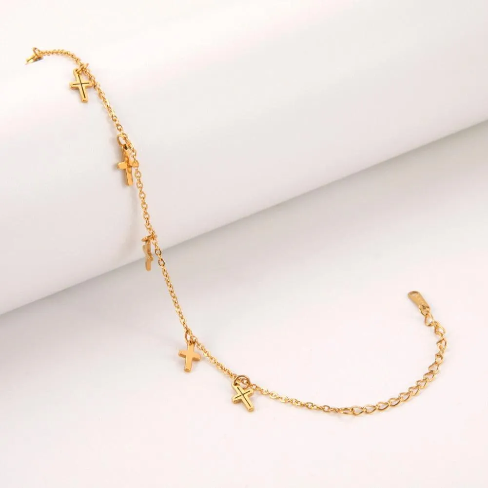 Boho Cross Charm Necklace for Women - Popular Christian Necklace Chain Stainless Steel Jewellery