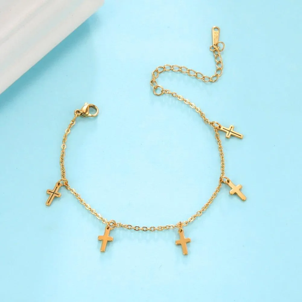 Boho Cross Charm Necklace for Women - Popular Christian Necklace Chain Stainless Steel Jewellery