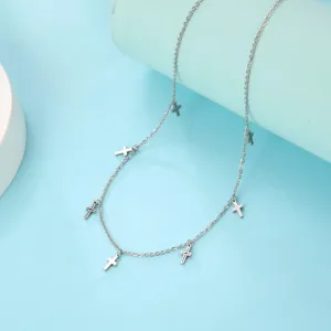 Boho Cross Charm Necklace for Women - Popular Christian Necklace Chain Stainless Steel Jewellery