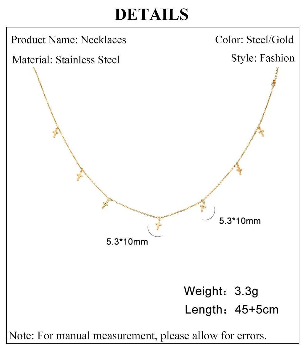 Boho Cross Charm Necklace for Women - Popular Christian Necklace Chain Stainless Steel Jewellery