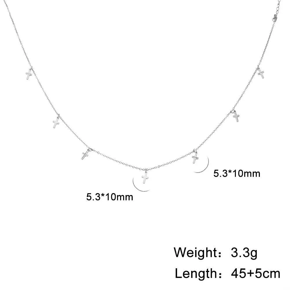 Boho Cross Charm Necklace for Women - Popular Christian Necklace Chain Stainless Steel Jewellery