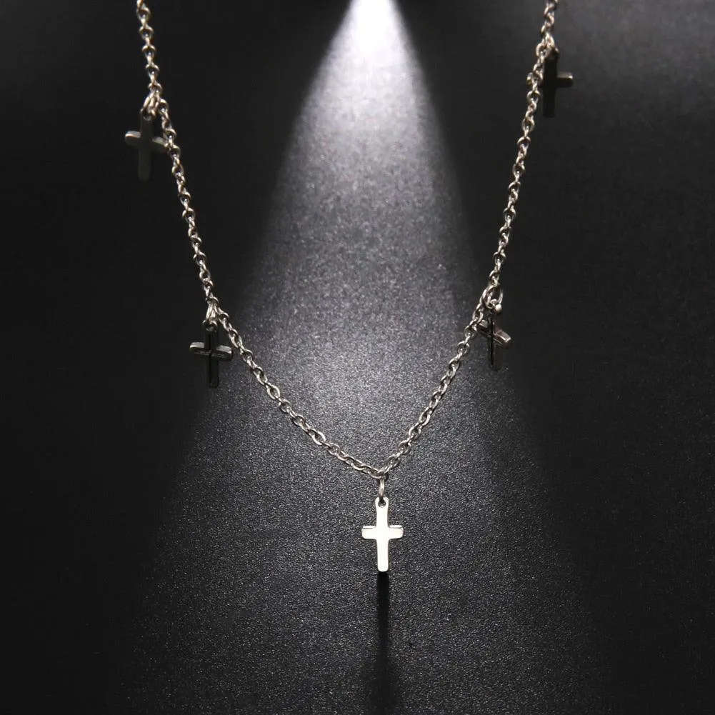Boho Cross Charm Necklace for Women - Popular Christian Necklace Chain Stainless Steel Jewellery
