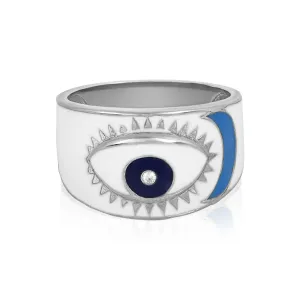Bold Evil Eye Ring Handcrafted in Sterling Silver