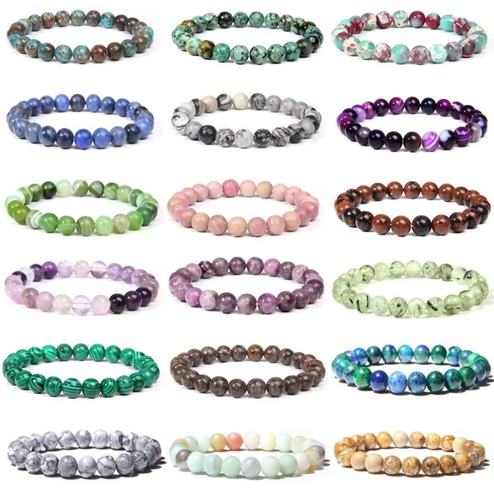 bracelets beaded natural color stones agates beads buddhism wristwear ✈️ free.shipping