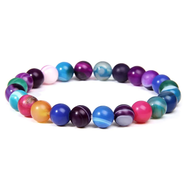 bracelets beaded natural color stones agates beads buddhism wristwear ✈️ free.shipping