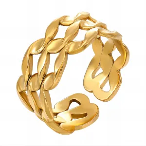 Braided Infinity Cuff Ring – 18K Gold-Plated, Adjustable & Tarnish-Resistant