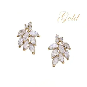 Brides Gold Crystal Wedding Earrings 7296