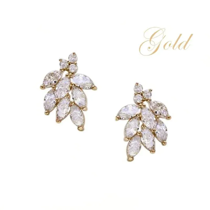 Brides Gold Crystal Wedding Earrings 7296