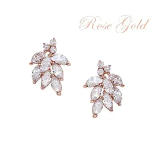 Brides Rose Gold Crystal Wedding Earrings 7297