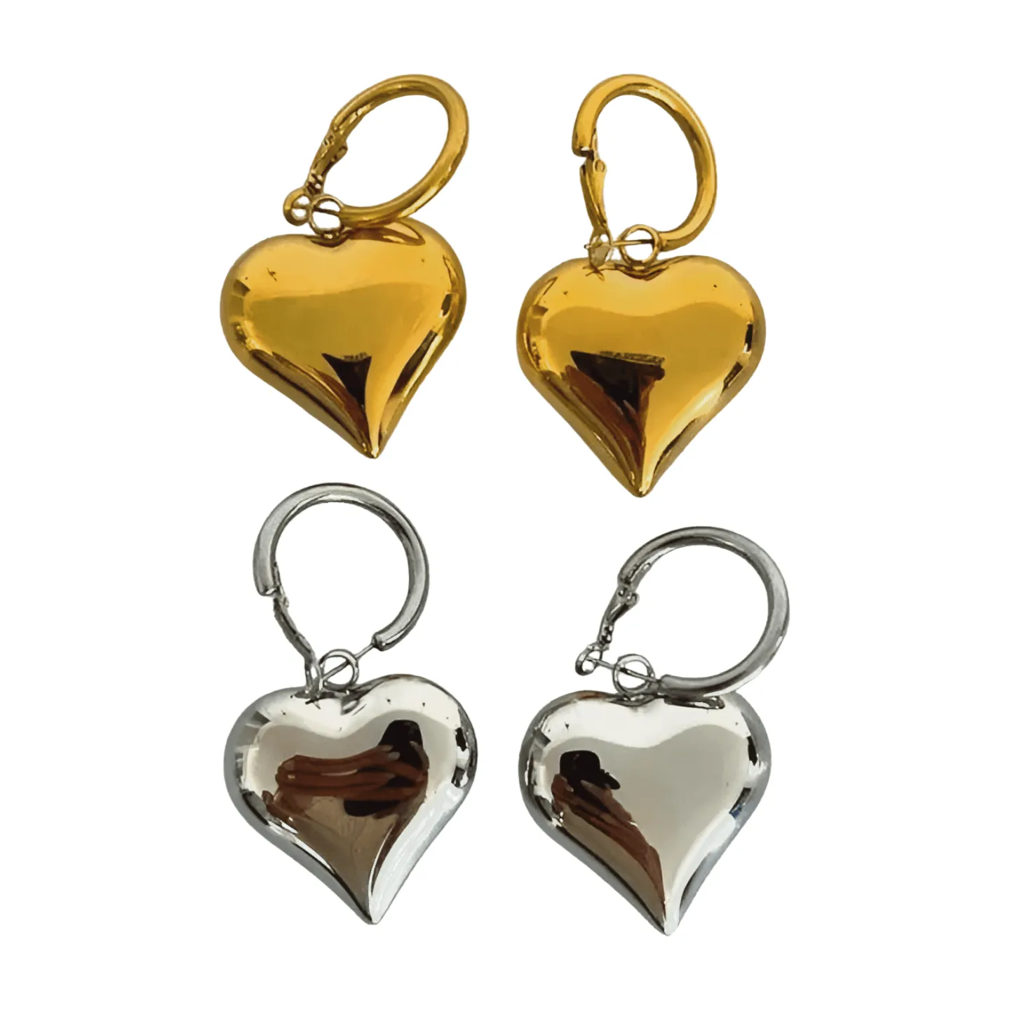 Bubble Heart Earrings - Silver