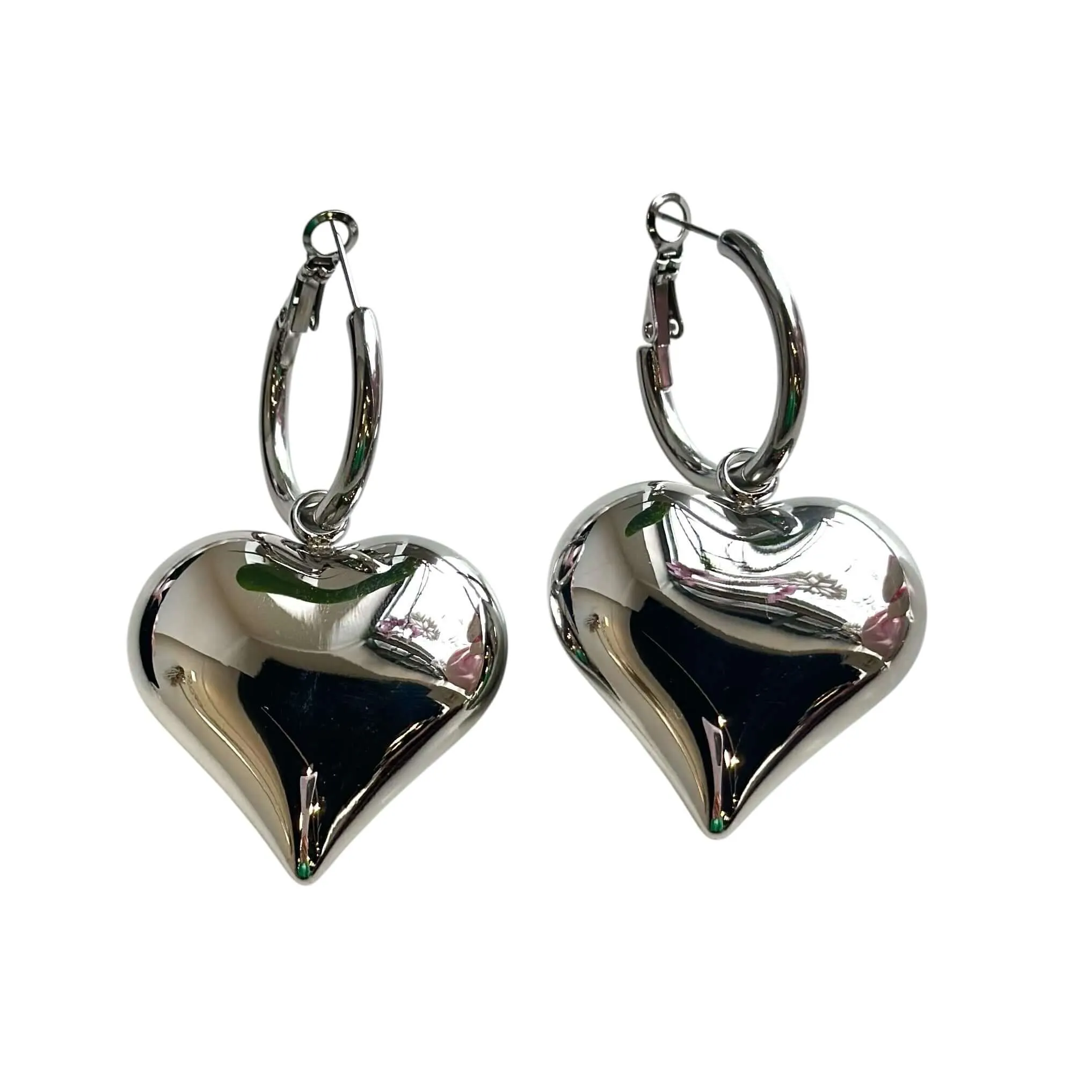 Bubble Heart Earrings - Silver