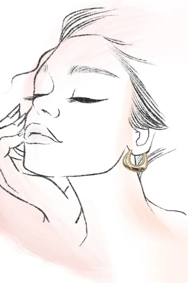 BUBBLE PUFFY U SHAPE TUBE HOOP EARRINGS | 10E40426054