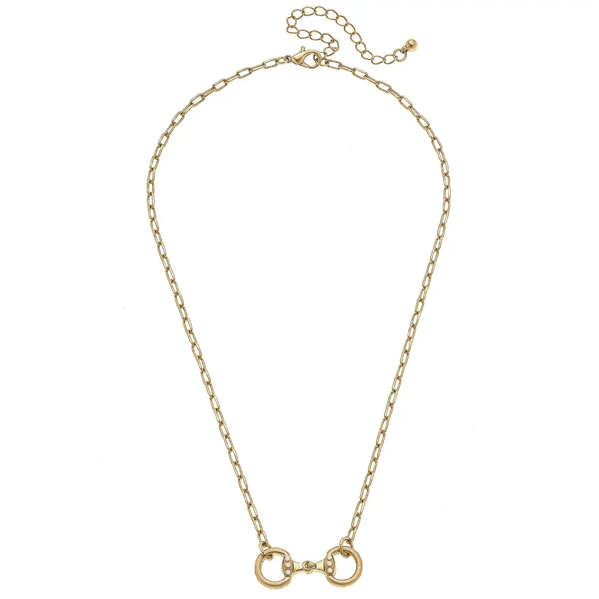 Buckley Horsebit Necklace in Worn Gold