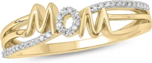 Cali Trove Mothers Day Birthday Gifts For Mom | 1/10ct Diamond Mother Ring for Women in Yellow Gold | Choose from 10k Yellow Gold Rings for Mom &14kt Gold Vermeil Silver Rings | Jewelry Gift for mom
